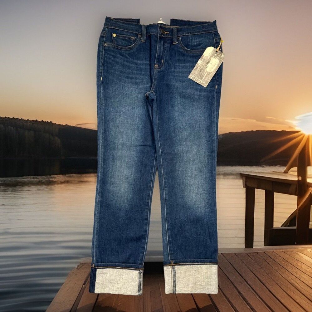 Henry & Belle Drake Cuffed Crop Jeans 28 (28x23.5) Blue Stretch Denim Womens NWT